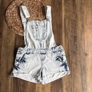 Wallflower Acid wash Denim Short Overalls Size Small Adjustable - Some Ripple